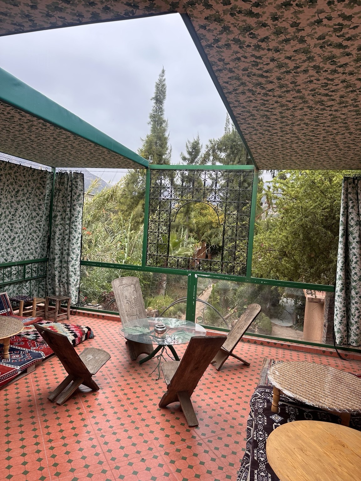 A shaded terrace among palms in Paradise Valley