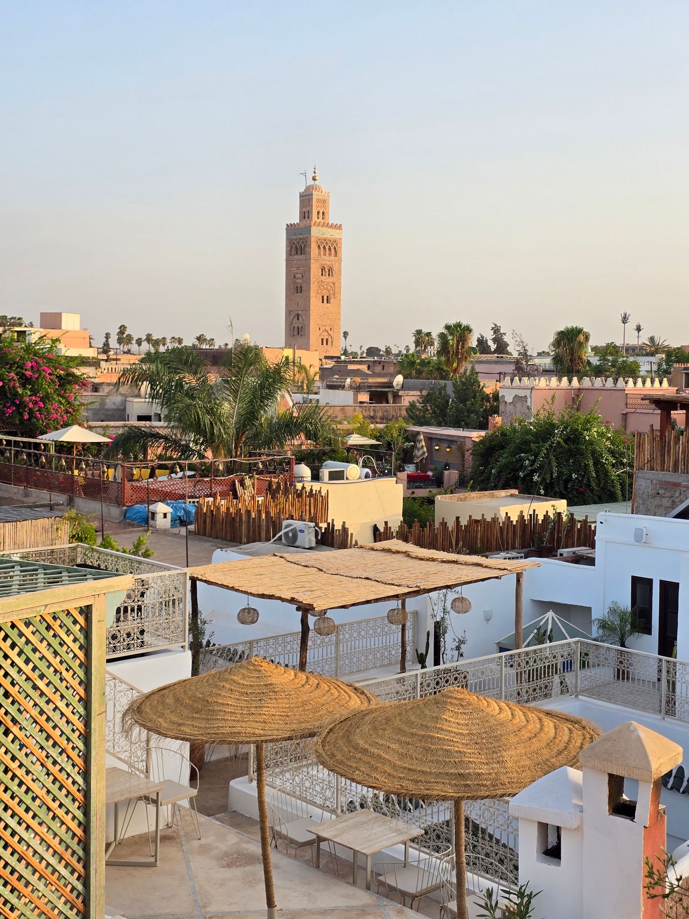 Koutoubia minaret above the rooftops of Marrakech